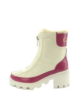 Gucci Magnum Short Boots Thick Sole Ivory Magenta Pink